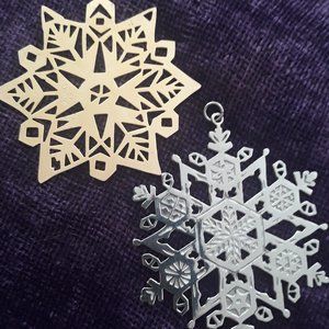 SALE Vintage1980 MMA Silver Plated Snowflake/Gold-plated Star Christmas Ornament